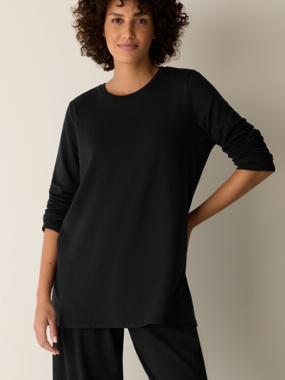 Eileen Fisher Cozy Brushed Terry Hug Long Crewneck Tunic Size 1X Lagenlook